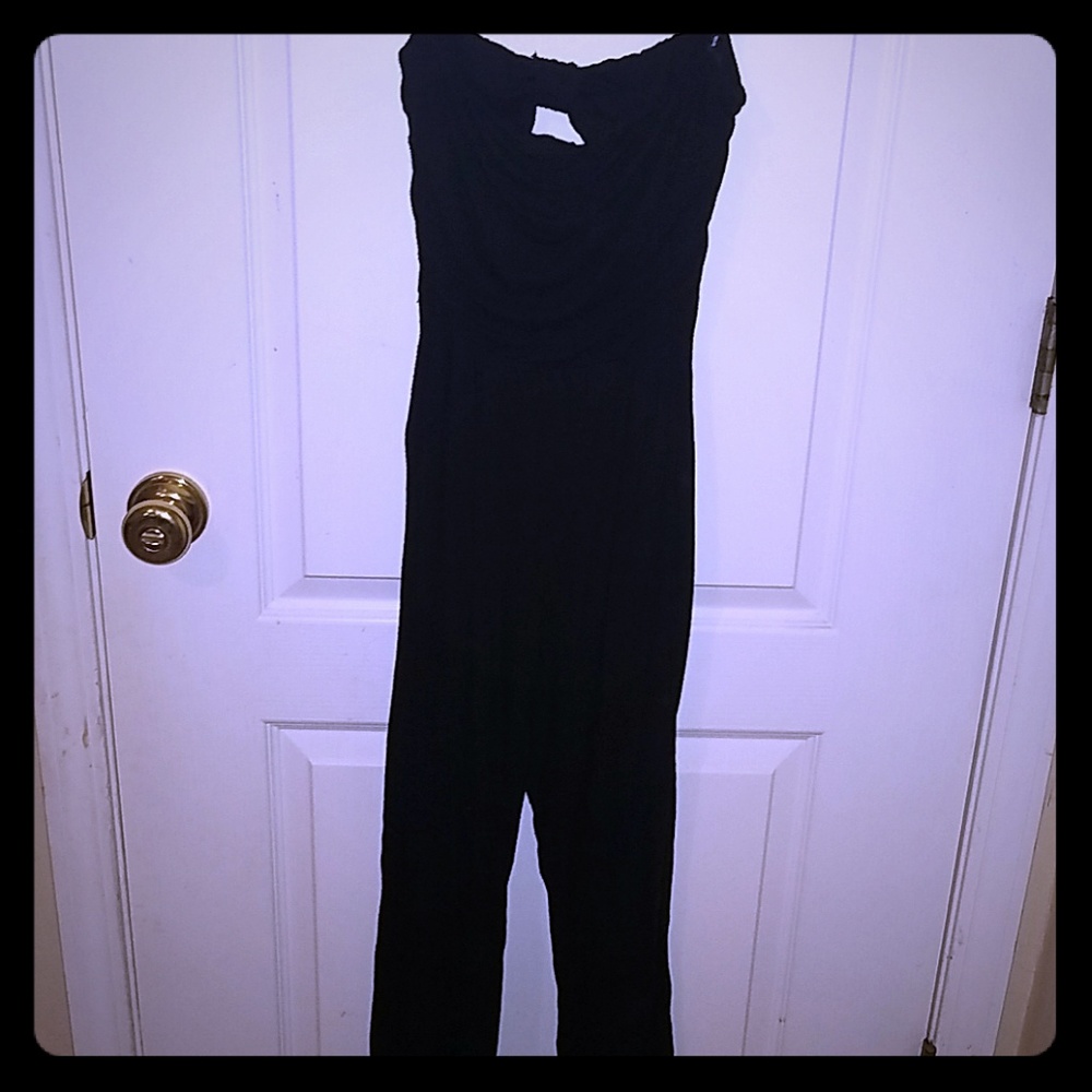 Black Strapless Pant Romper